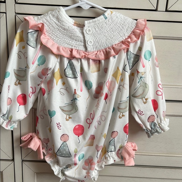 Pink and White Baby Romper with Headband - Silly Goose Birthday - Picture 5 of 5